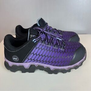 Women's Timberland Pro Powertrain Sport SD Alloy Toe Work Shoes Purple Black 9 M